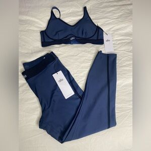 Alo Yoga Airlift Navy Leggings & Bra Active Set NWT
